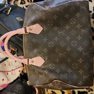 LV Speedy Painted Pink Handles and Accents, some blemishes to paint on handles